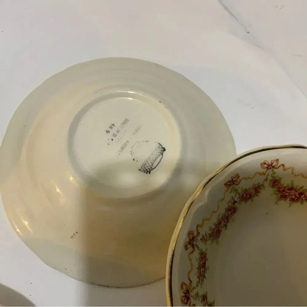 Edwin M.Knowles Semi Vitreous Vtg Wild Rose 5” bowl Set of 4 Fruit/Dessert Bowl